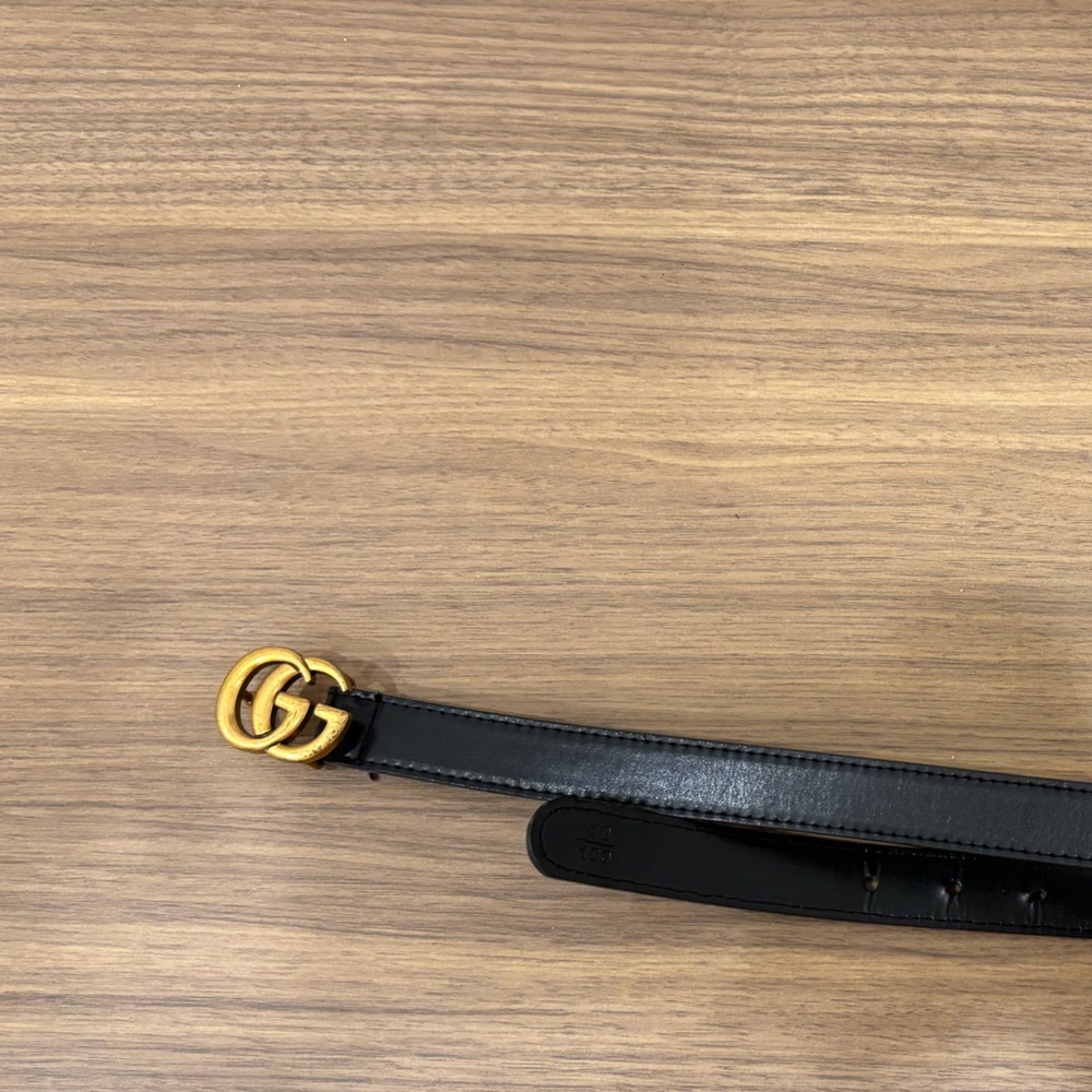Gucci Black Belt with Gold GG Buckle